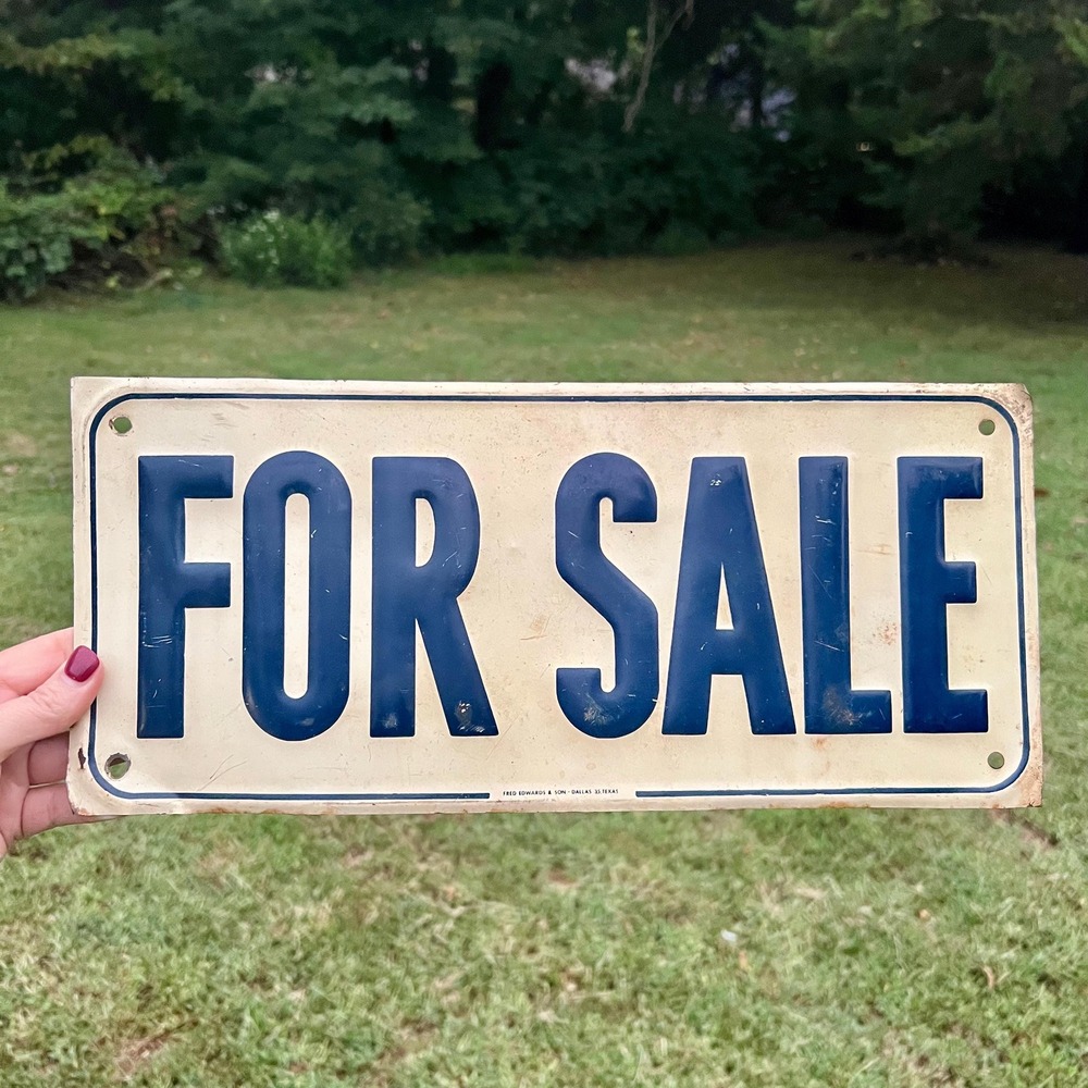 Vintage Distressed Rustic Metal For Sale Sign